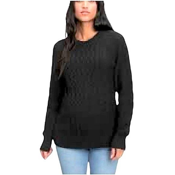 GAP Sweaters - GAP Black Cable Knit Crewneck Sweater Maternity Women’s Medium